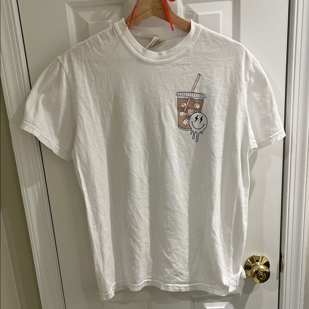 Comfort Colors White Tee with Iced Coffee Graphic